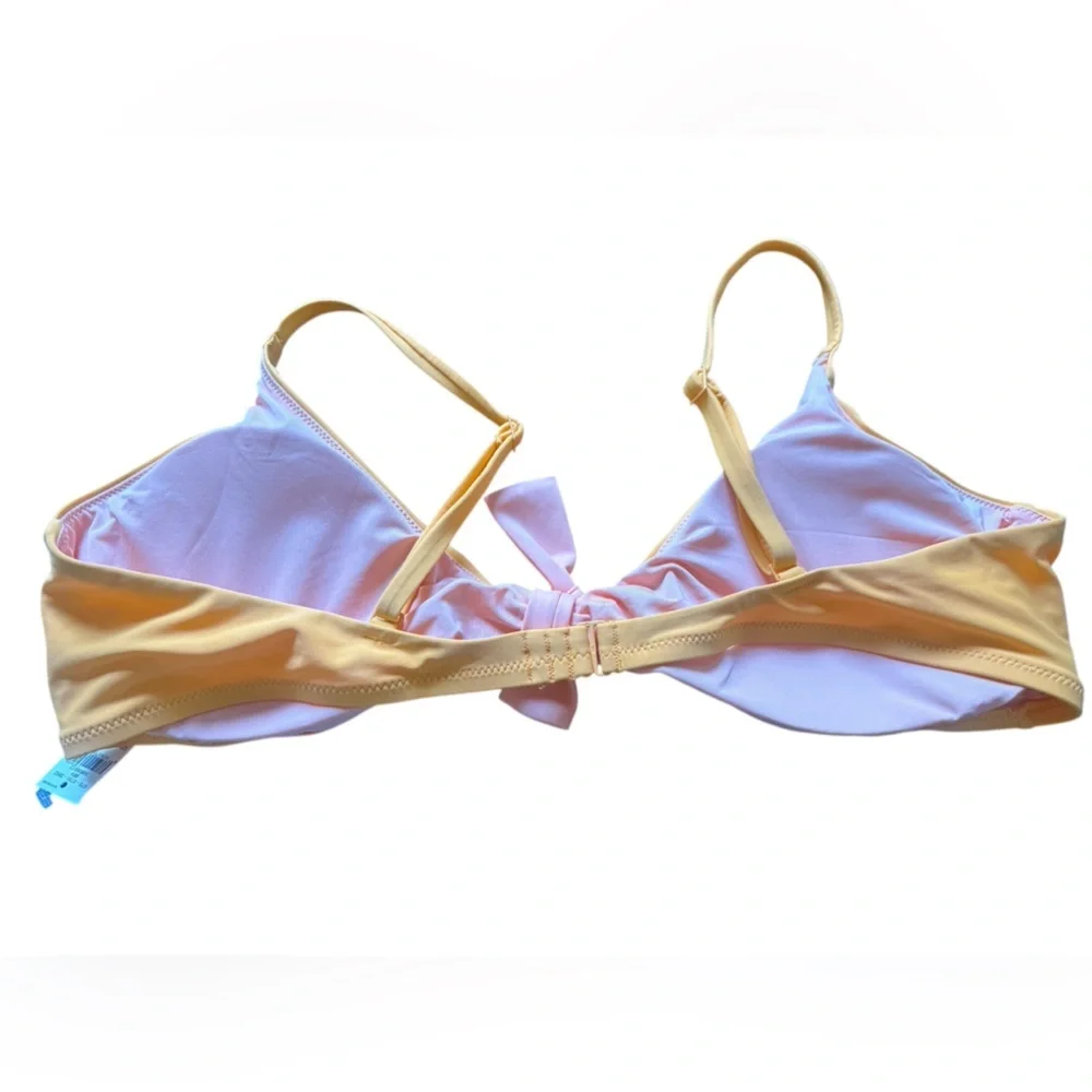 Aerie scoop tie front peachy‎ orange and Pink bikini swim suit top XXL NWT